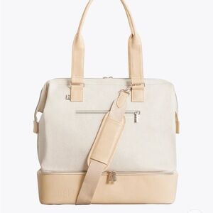 BEIS Cream and Tan Canvas Tote